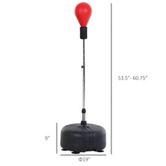 HAOYYE Red Black Boxing Bag Set with Adjustable Stand and Gloves, Durable Freestanding Punching Ball for Cardio Fitness and Reflex Training, Home Gym Workout Equipment