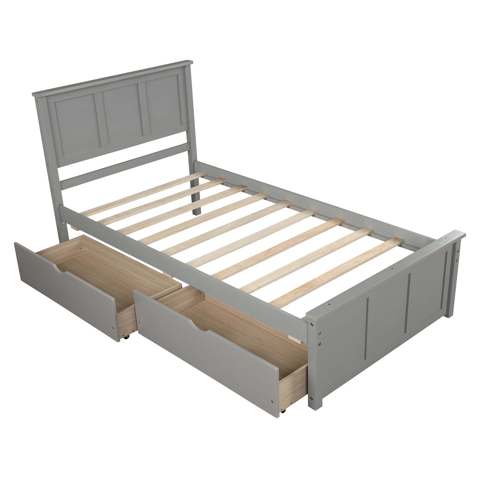 HAOYYE Storage Bed with 2 Drawers on Wheels, Twin Size Frame, Sturdy Space-Saving Heavy Duty Modern Design, Easy Assembly, Durable and Stylish Home Furniture, Versatile for Bedroom or Guest Room