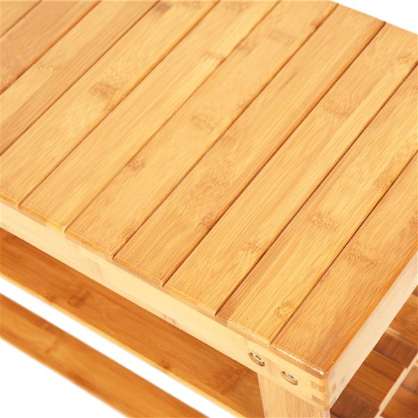 HAOYYE Bamboo Shoe Rack 3-Tier Strip Pattern Wooden Shoe Organizer, Durable Space-Saving Storage Solution with a Modern Design, Versatile for Entryways and Living Rooms, Premium Quality and Stylish Home Essentials
