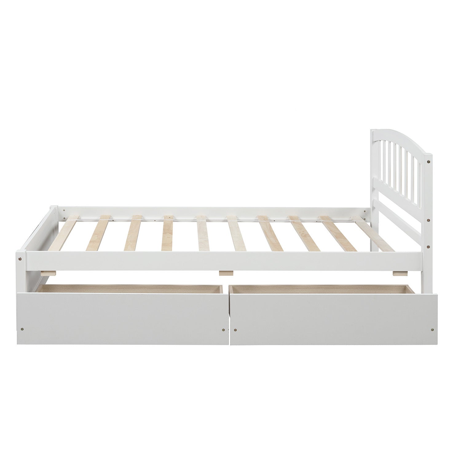 HAOYYE Twin Platform Bed Frame with Two Storage Drawers and Headboard, White, Sturdy Space-Saving Design, Heavy Duty Construction, Easy Assembly, Durable and Stylish Home Furniture