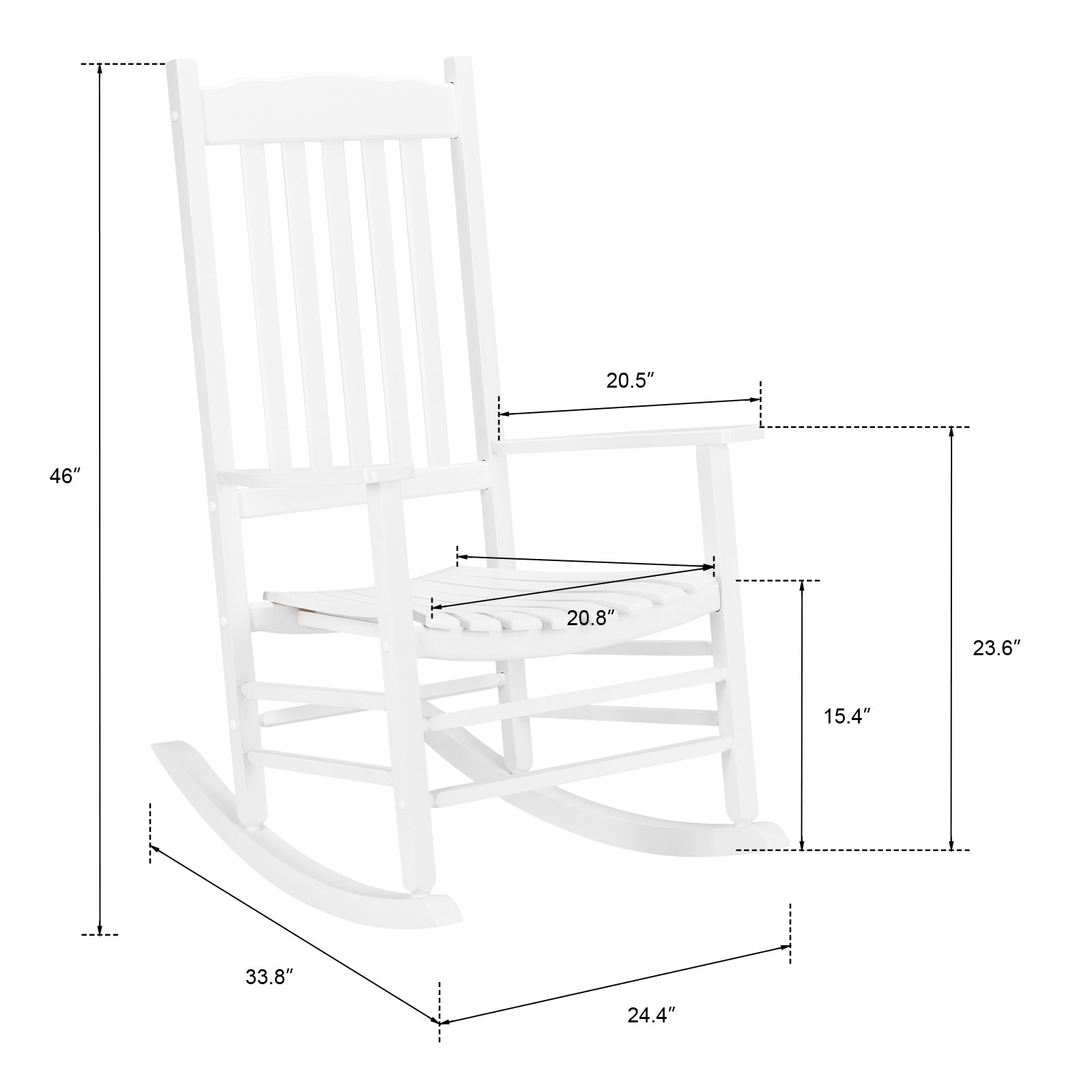 HAOYYE Square Wooden Rocking Chair with Wavy Backboard, Sturdy and Elegant Rocker for Patio, Porch, Garden, or Balcony, Comfortable and Durable Design for Relaxation and Outdoor Enjoyment