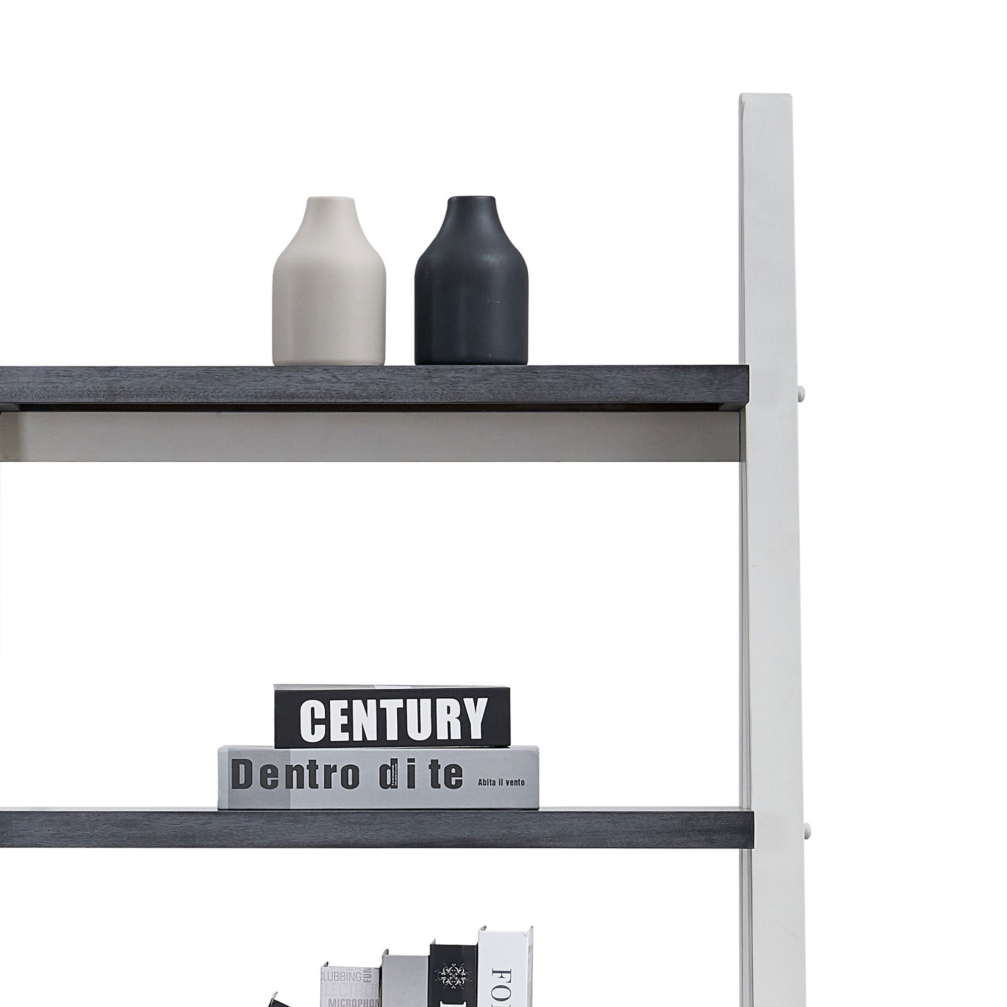HAOYYE 5-Tier Shelves,Bookshelf, Storage Rack, Bookcase with Rubber Wood Frame, Ladder Shelf for Living Room, Home Office, Kitchen, Bedroom, Apartment Sturdy Space-Saving Heavy Duty Modern Design Adults