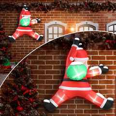 HAOYYE Red 4.9 FT Inflatable Christmas Santa Claus Decoration with Gift Bag, Lighted Outdoor Holiday Yard Decor with Built-In LED Lights, Hanging Blow Up Front Lawn Party Decoration, Festive Garden Ornament