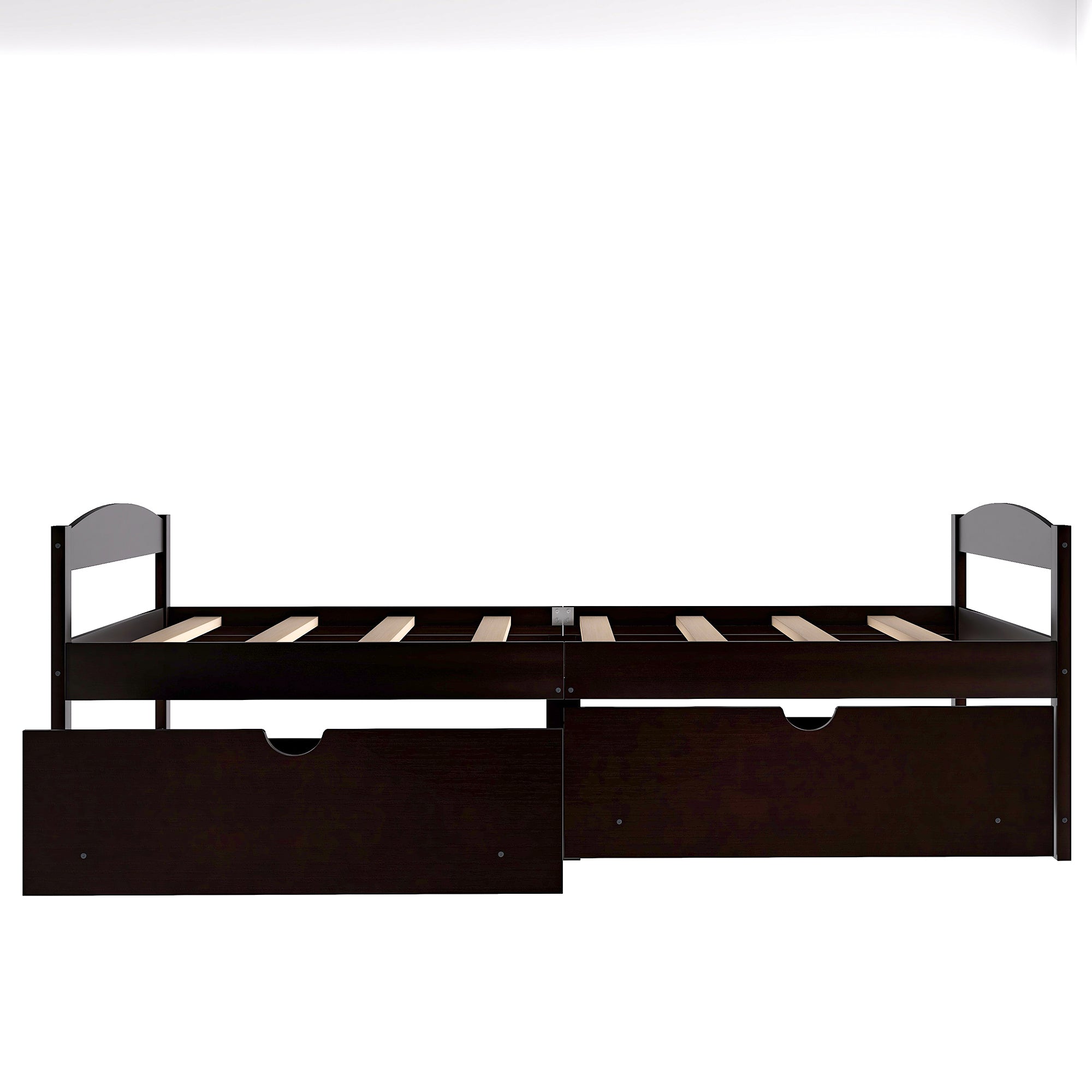 HAOYYE Twin Size Platform Bed with Two Storage Drawers, Espresso, Sturdy Space-Saving Design, Heavy Duty Construction, Easy Assembly, Durable and Stylish Home Furniture, Versatile for Bedroom Use