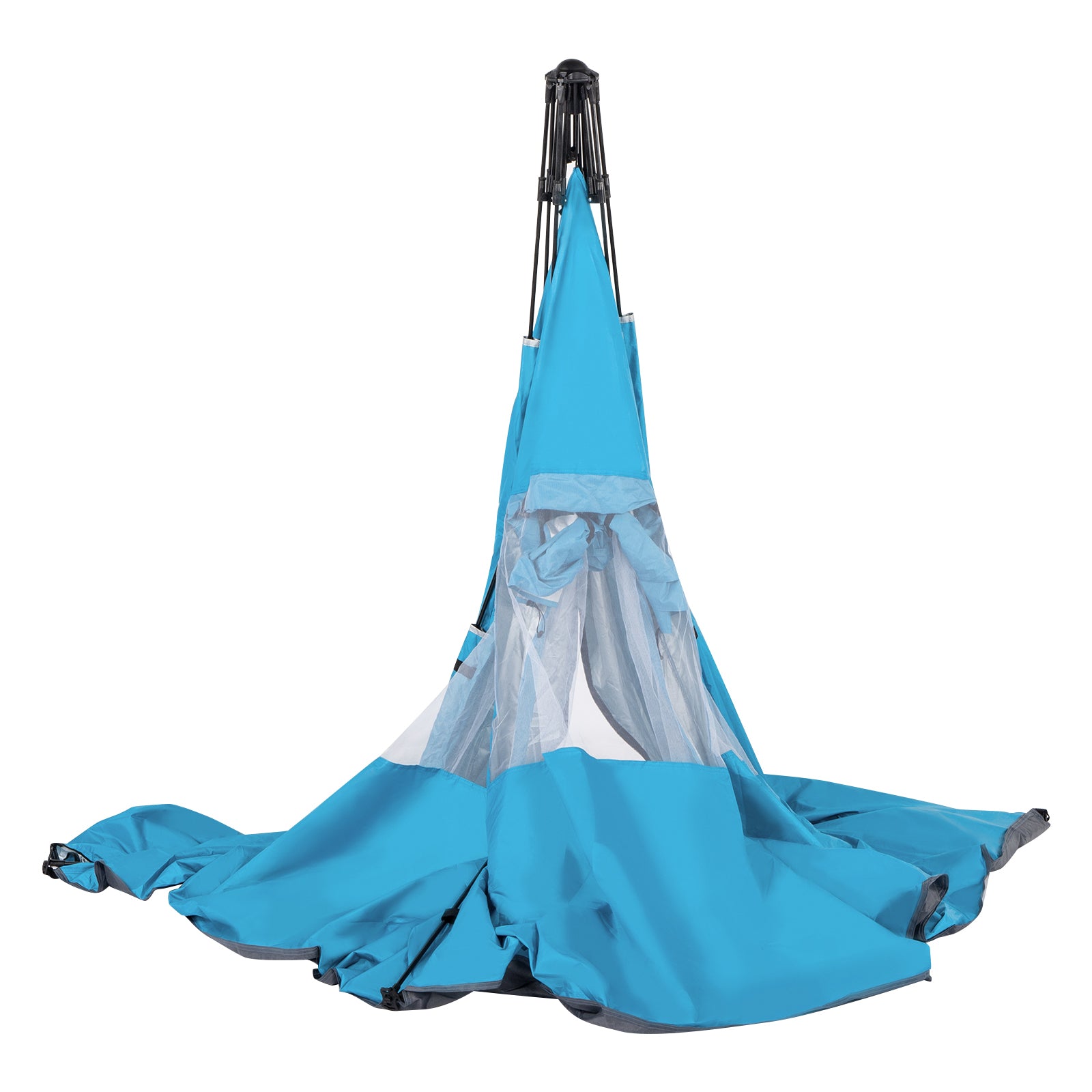 HAOYYE Quick Open Pop Up Beach Tent Blue Portable Sun Shelter with Fiberglass Poles and Durable Oxford Fabric Lightweight Easy Setup UV Resistant Shade Canopy for Outdoor Camping Picnic Travel Patio and Beach Use