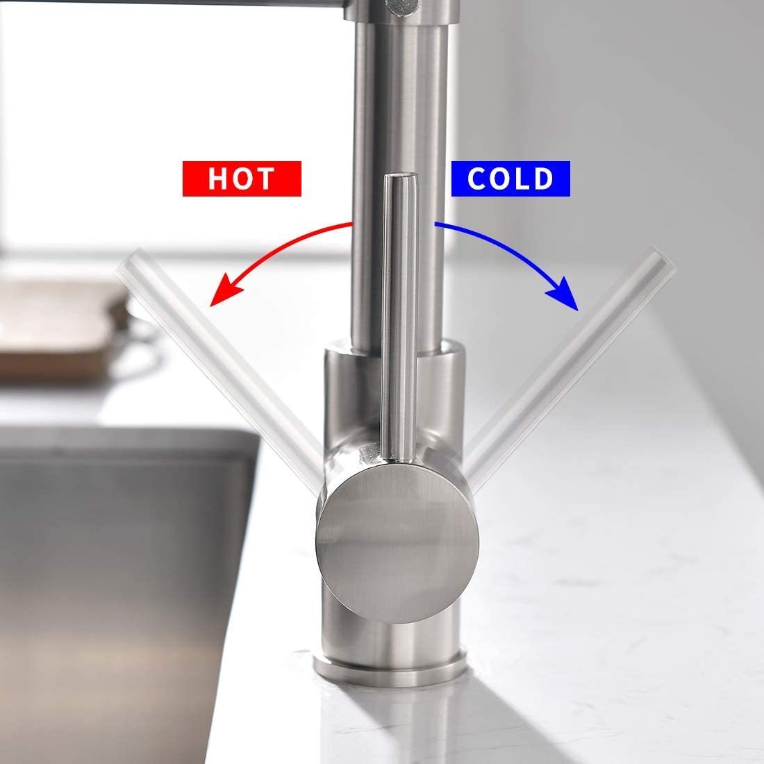 HAOYYE Commercial LED Kitchen Faucet with Pull Down Sprayer, Single Handle Single Lever Kitchen Sink Faucet Sturdy Space-Saving Heavy Duty Modern Design Adults Dorm Room Easy Assembly Bedroom Furniture