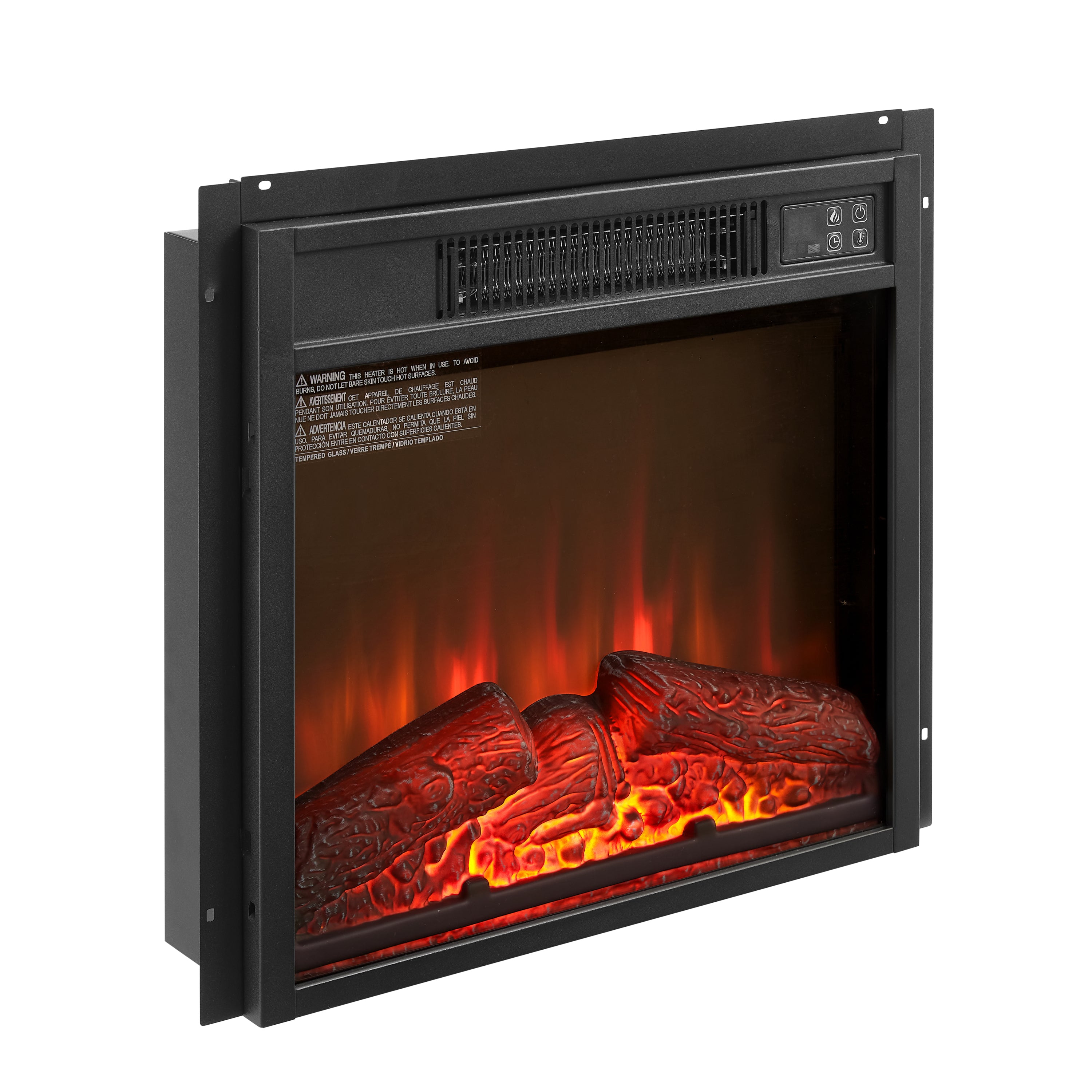 Haoyye 18 Inch Electric Fireplace Insert Heater, 1400W Wall-Mounted Firebox with Remote Control, LED Display, Overheat Protection, Adjustable Temperature &amp; Flame Brightness, Space-Saving Heater for Bedroom, Living Room, or TV Stand Installation