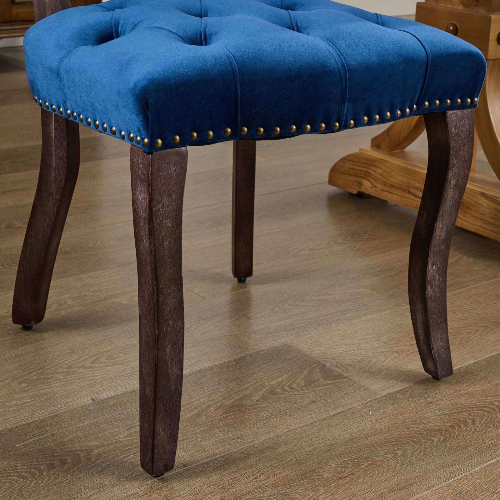 HAOYYE French Vintage Tufted Upholstered Fabric Dining Chair,Set of 2,Blue,SW1869BL Sturdy Space-Saving Heavy Duty Modern Design Easy Assembly Durable Stylish Home Furniture Versatile