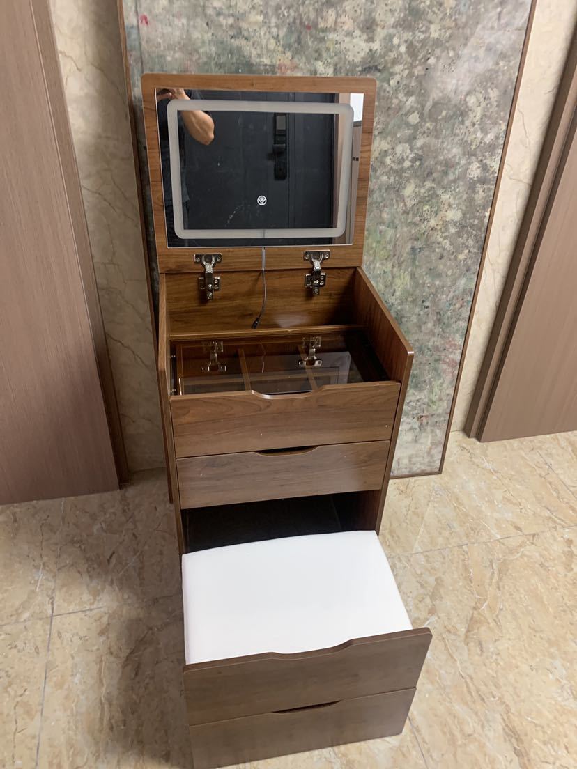 HAOYYE  3 in 1 Vanity Desk with Plip Top Mirror,Small Make Up Vanity Set with Visible Glass Desktop,Compact Makeup Vanity with 3 Drawers,Cushioned Tool,Dressing Table for Bedroom