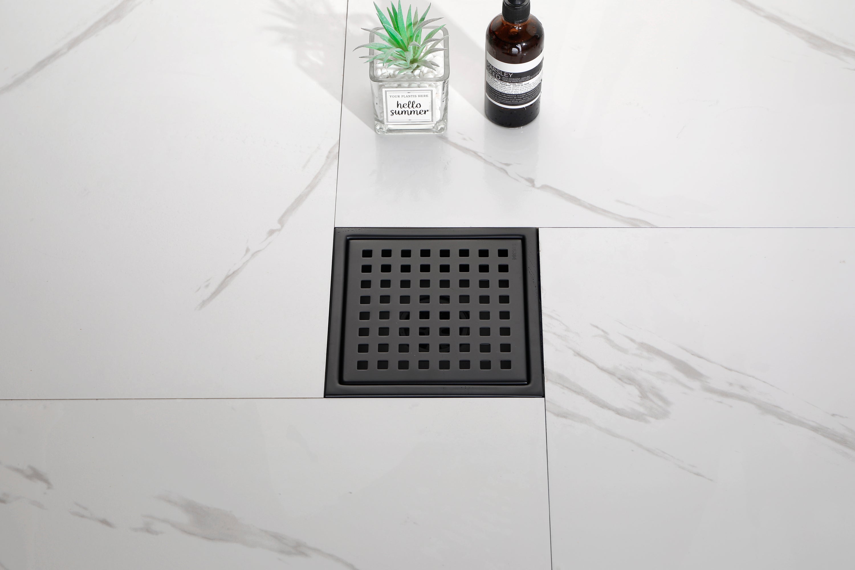 HAOYYE 6 Inch Square Shower Floor Drain Square Shower Floor Drain with Flange,Pattern Grate Removable,Food-Grade SUS 304 Stainless Steel Sturdy Space-Saving Heavy Duty Modern Design Adults Dorm Room