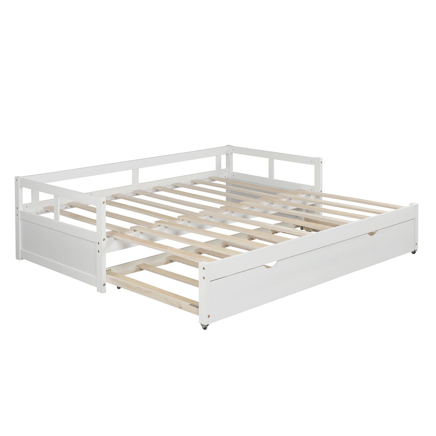HAOYYE Extending Daybed with Trundle, Wooden Daybed with Trundle, White Sturdy Space-Saving Heavy Duty Modern Design Easy Assembly Durable Stylish Home Furniture Versatile