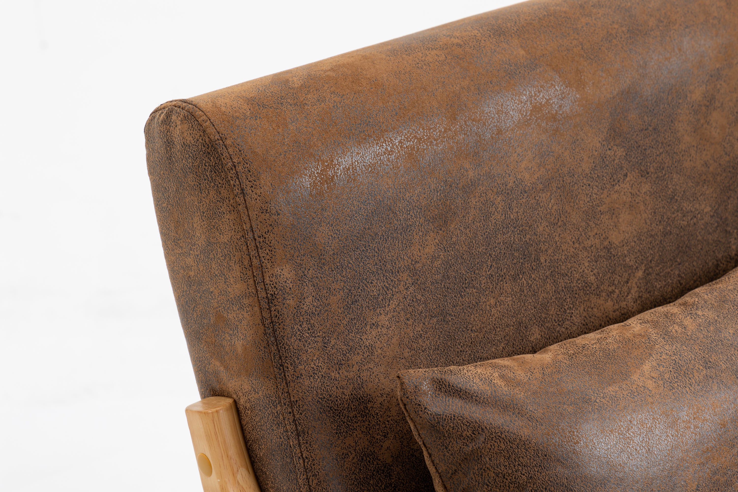 HAOYYE Mid Century Modern Accent Chair with Wood Frame, Upholstered Living Room Chairs with Waist Cushion, Reading Armchair for Bedroom Sunroom Sturdy Space-Saving Heavy Duty Modern Design Adults