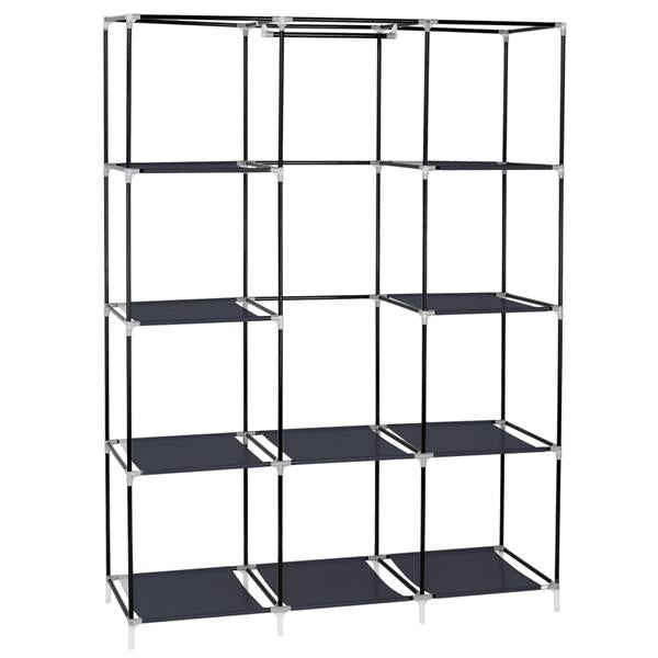 HAOYYE 67" Portable Closet Organizer with 10 Shelves, Extra Space, Quick Assembly, Gray, Durable Space-Saving Storage Solution, Modern Design, Versatile Use for Bedroom, Walk-In Closet, and Small Spaces