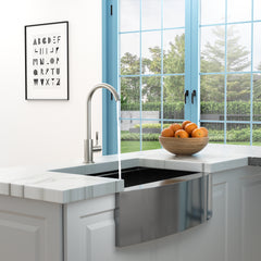 HAOYYE Kitchen Sink Faucet with Single Handles, Brushed Nickel Sturdy Space-Saving Heavy Duty Modern Design Adults Dorm Room Easy Assembly Bedroom Furniture