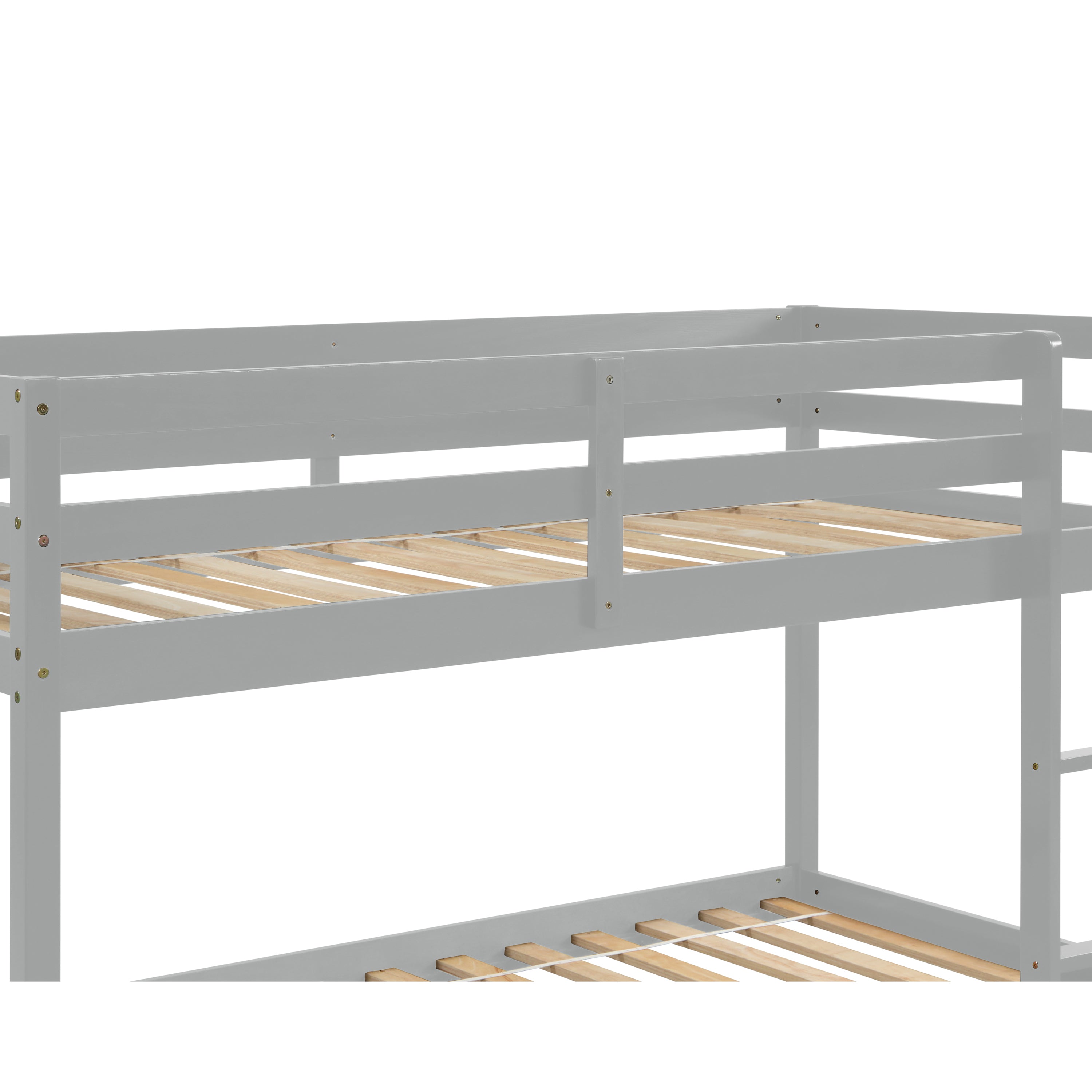 HAOYYE Twin over Twin Floor Bunk Bed,Grey(Old SKU:W50437208) Sturdy Space-Saving Heavy Duty Modern Design Adults Dorm Room Easy Assembly Bedroom Furniture