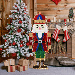 HAOYYE Lighted Nutcracker Christmas Yard Decorations, Pre-Lit 2D Nutcracker Soldier with 162 Warm White LED Lights, Includes Ground Stakes for Easy Setup, Festive Outdoor and Indoor Holiday Display, Front Yard, Porch, Garden Décor