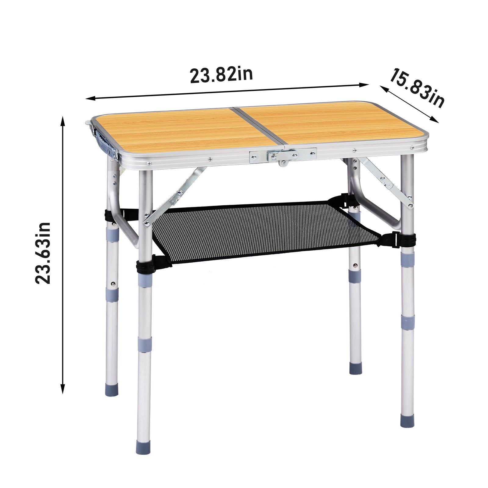 HAOYYE Wooden Pattern with 3 Adjustable Heights Outdoor Folding Camping Table, Portable Aluminum Foldable Patio Side Table, Lightweight and Durable Design with Carry Handle for Hiking, Picnic, BBQ, Beach, Indoor or Outdoor Use