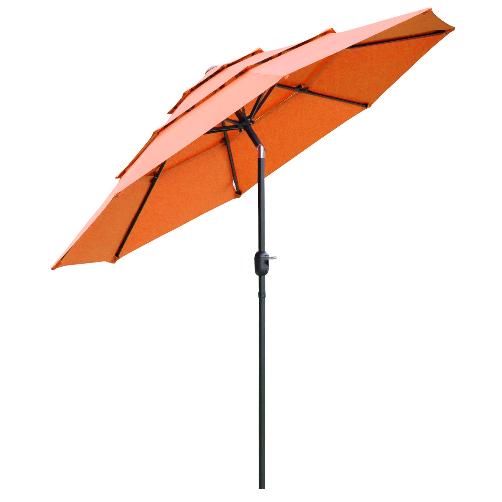 HAOYYE 3-Tier Outdoor Patio Umbrella Market Sun Shade with Crank Lift and Push Button Tilt, Ventilated Canopy Umbrella for Deck Lawn Garden or Backyard, Adjustable and Durable Umbrella for Outdoor Relaxation