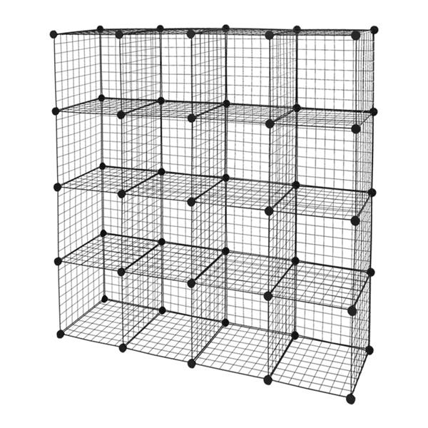 HAOYYE 16-Cube Organizer Cube Storage Shelving Unit, Wire Cube Storage Origami Shelves, Metal Grid Modular Cubbies Organizer Bookcase, Soft Cozy Warm Flannel Fleece Home Decor, Stylish Space-Saving Solution, Versatile Shelving System