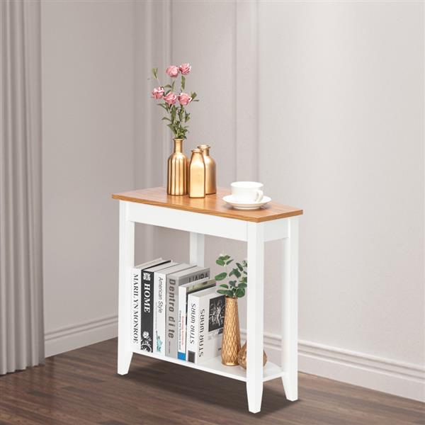 HAOYYE Simple and Irregular Sofa Table with Light Walnut Color and White Accents, Modern Design, Premium Quality, Stylish and Functional Side Table for Living Room, Bedroom, or Office – Comfortable, Durable, and Elegant Home Décor