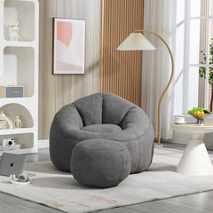 HAOYYE Bedding Bean Bag Sofa Chair with High-Pressure Foam Durable Comfortable Compressed Bean Bag Includes Footrest Sturdy Space-Saving Heavy Duty Modern Design for Adults