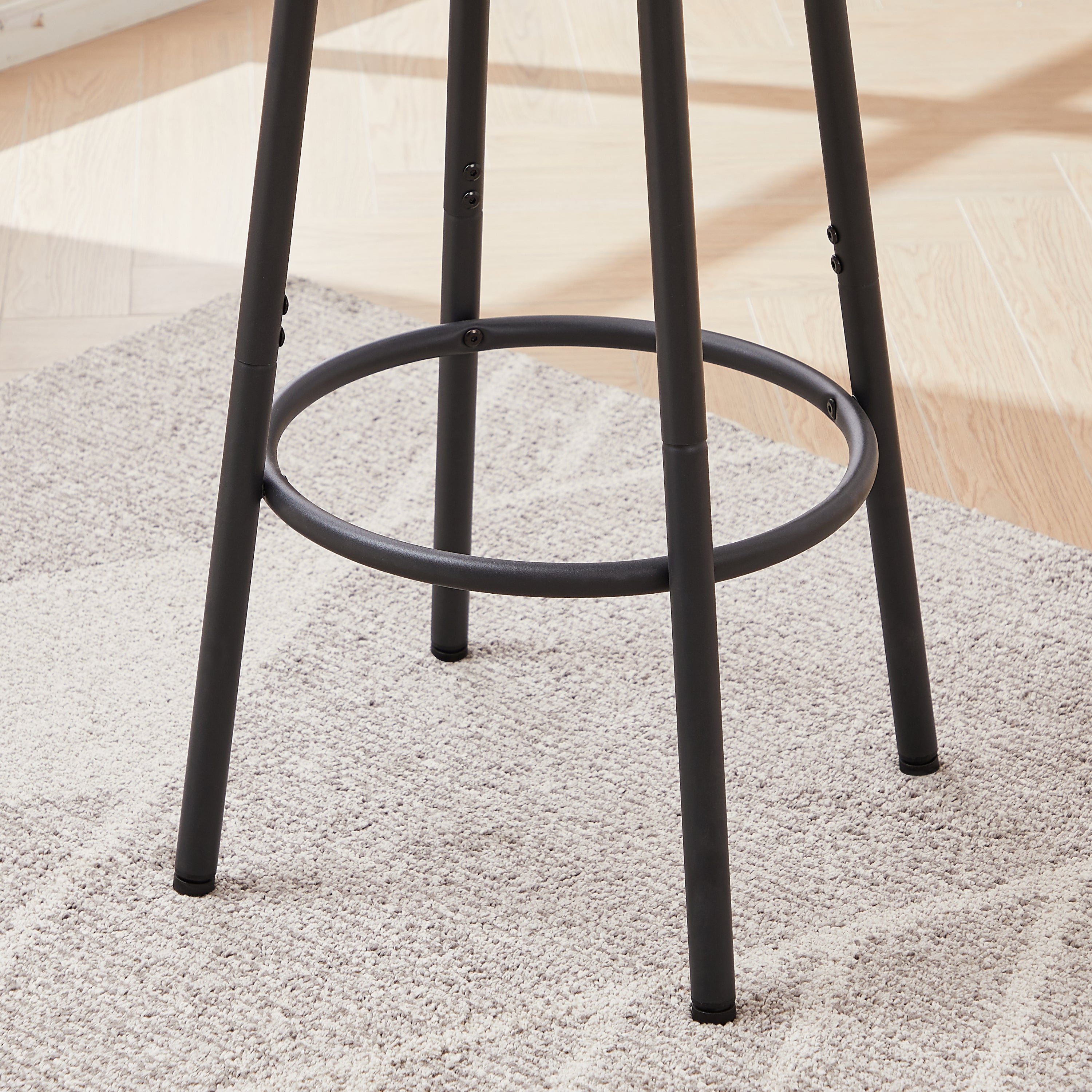 HAOYYE Bar Table Set with 2 Bar stools PU Soft seat with backrest, Rustic Brown, 23.62'' W x 23.62'' D x 35.43'' H Sturdy Space-Saving Heavy Duty Modern Design Adults Dorm Room Easy Assembly