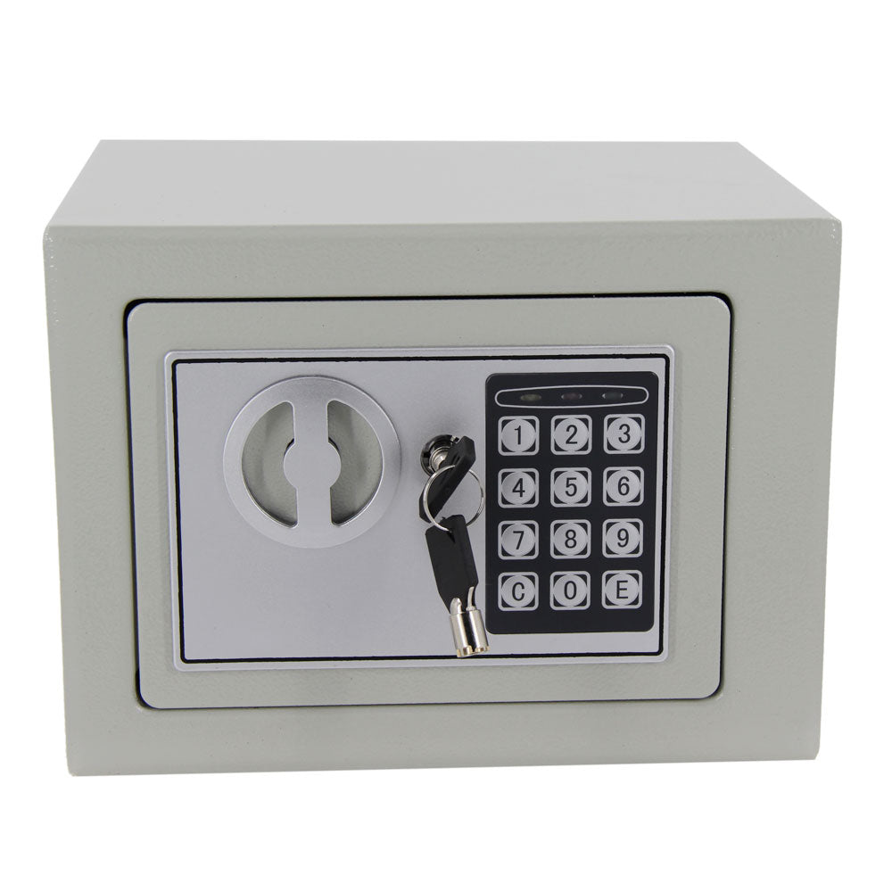 HAOYYE Digital Keypad Safe Light Gray Home Security Steel Box with Programmable Electronic Lock Compact Money and Valuables Storage for Office Dorm Apartment and Personal Use