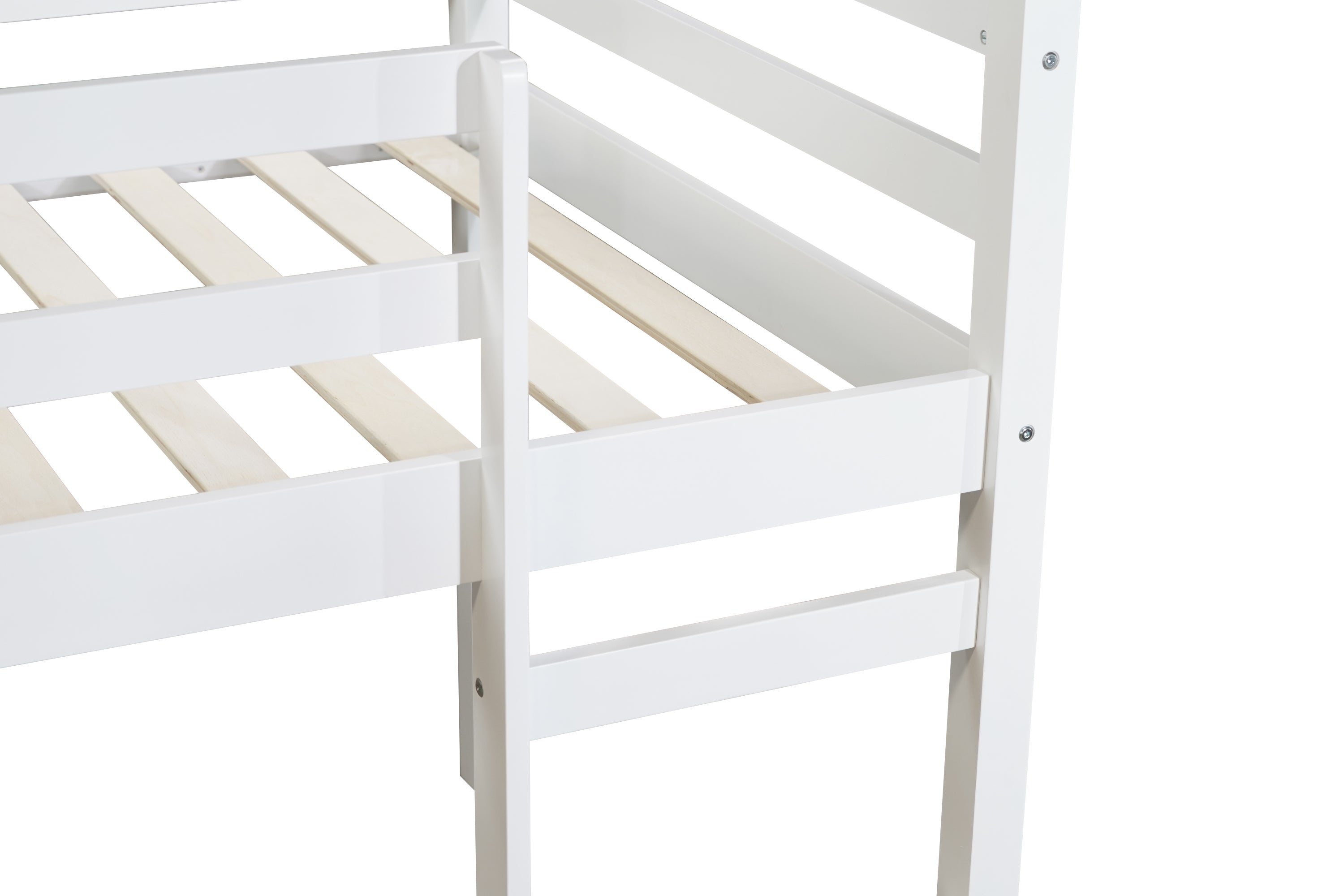 HAOYYE Solid Wooden, Rubber Wooden Twin Loft Bed with Ladder, Bed Platform of Strengthened Slats , White Sturdy Space-Saving Heavy Duty Modern Design Adults Dorm Room Easy Assembly Bedroom Furniture
