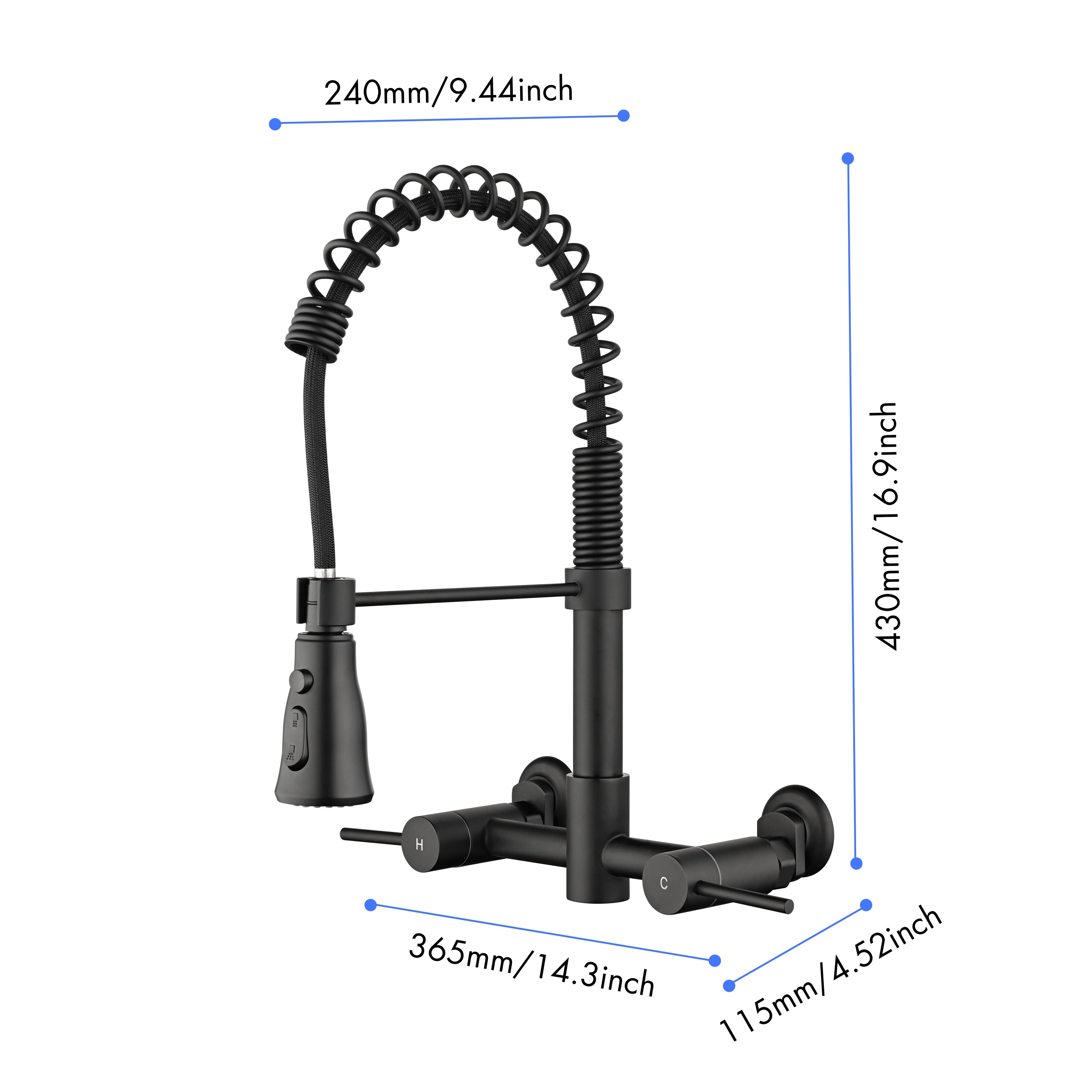 HAOYYE 3 Functions Wall Mounted Bridge Kitchen Faucet Sturdy Space-Saving Heavy Duty Modern Design Adults Dorm Room Easy Assembly Bedroom Furniture