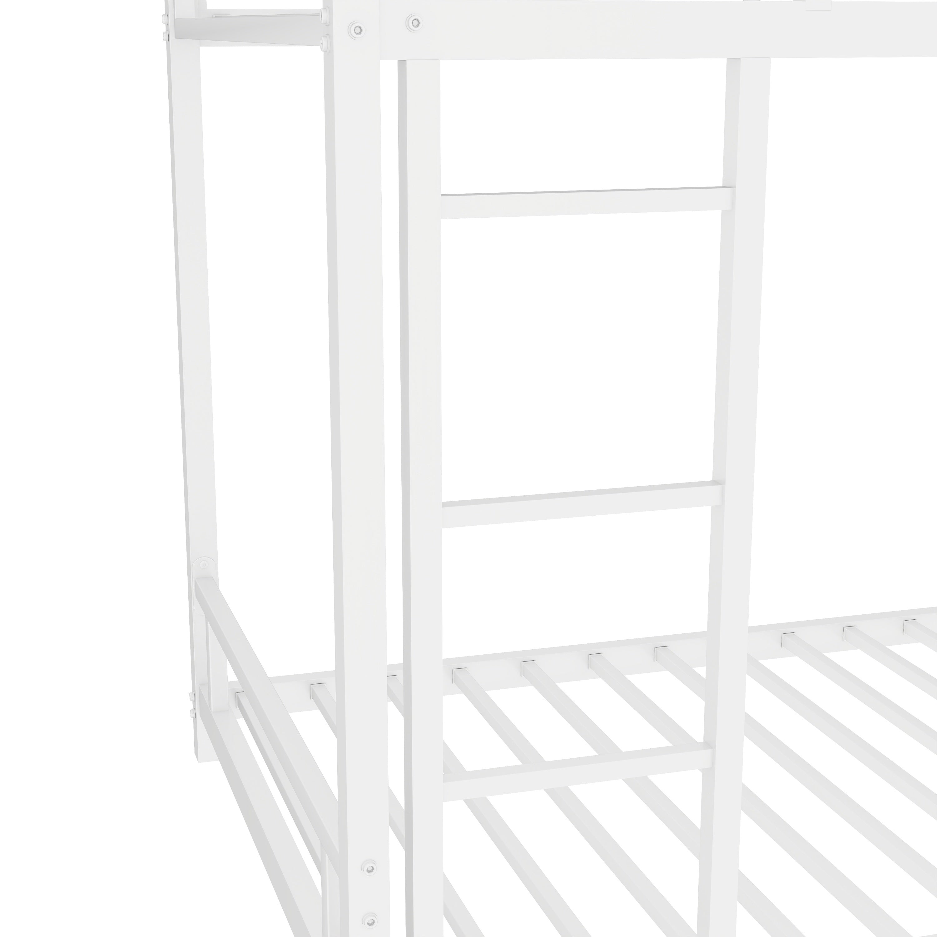 HAOYYE Metal Twin over Twin Bunk Bed/ Heavy-duty Sturdy Metal/ Noise Reduced/ Safety Guardrail/No Box Spring Needed,White Space-Saving Heavy Duty Modern Design Adults Dorm Room Easy Assembly