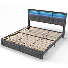 HAOYYE BED 778KING-DG-CLB Sturdy Space-Saving Heavy Duty Modern Design Adults Dorm Room Easy Assembly Bedroom Furniture