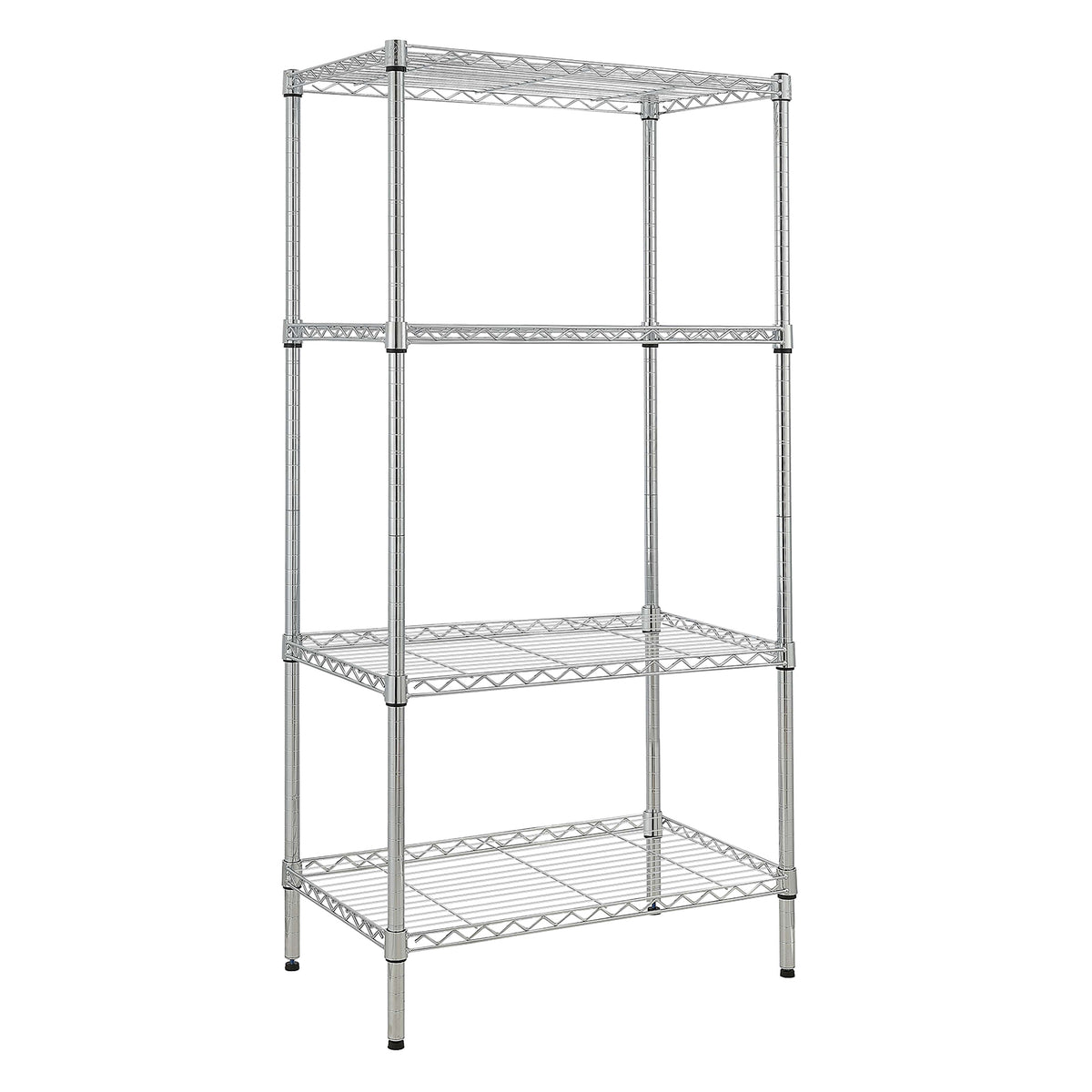 HAOYYE 4-Shelf Adjustable Wire Shelving Unit – Sturdy Chrome Storage Shelves With Heavy-Duty Steel Construction, Perfect For Garage, Kitchen, Office, Or Home Organization – Space-Saving, Durable, Adjustable Design For Flexible Storage Solutions
