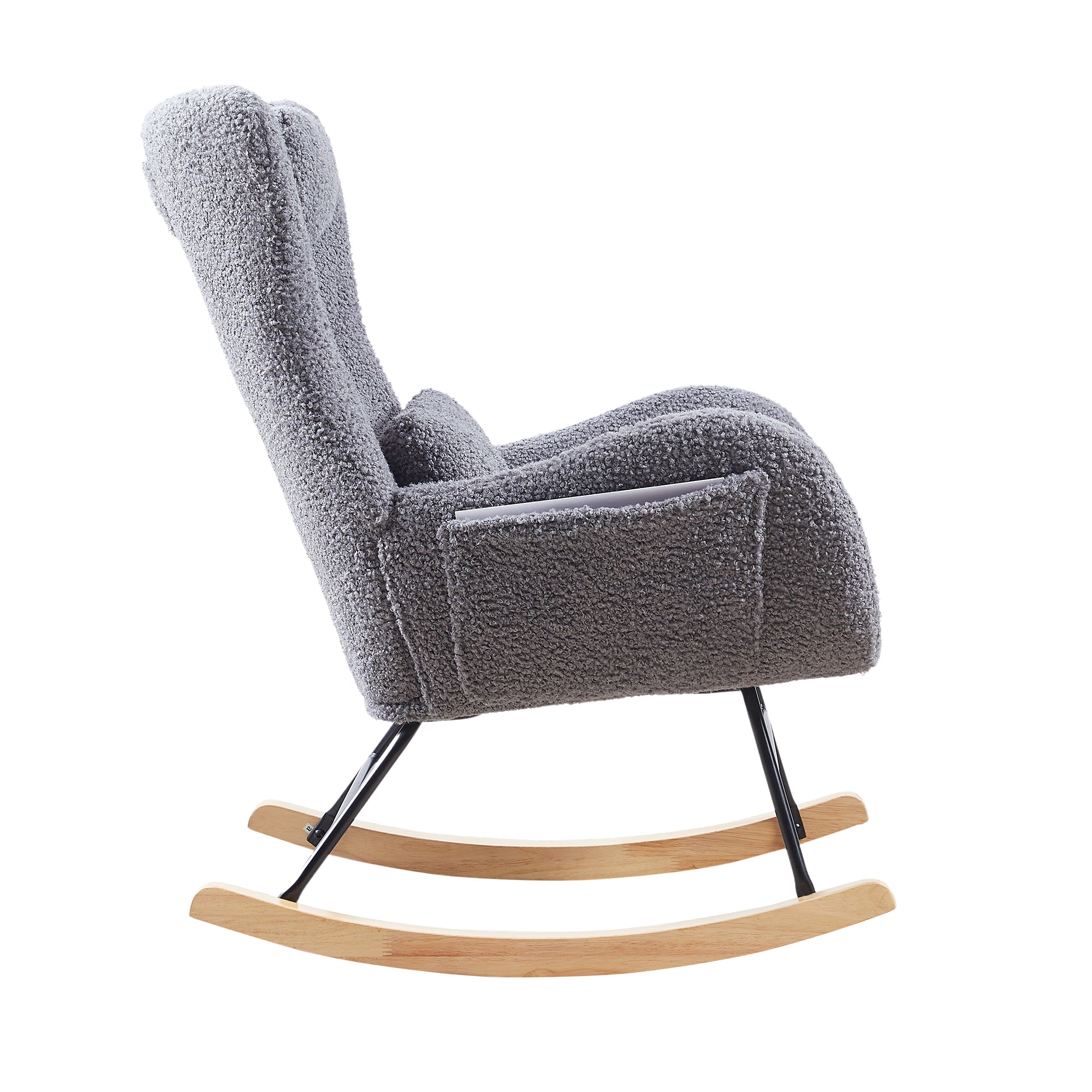 HAOYYE Rocking Chair Nursery, Modern Rocking Chair with High Backrest Sturdy Space-Saving Heavy Duty Modern Design Adults Dorm Room Easy Assembly Bedroom Furniture