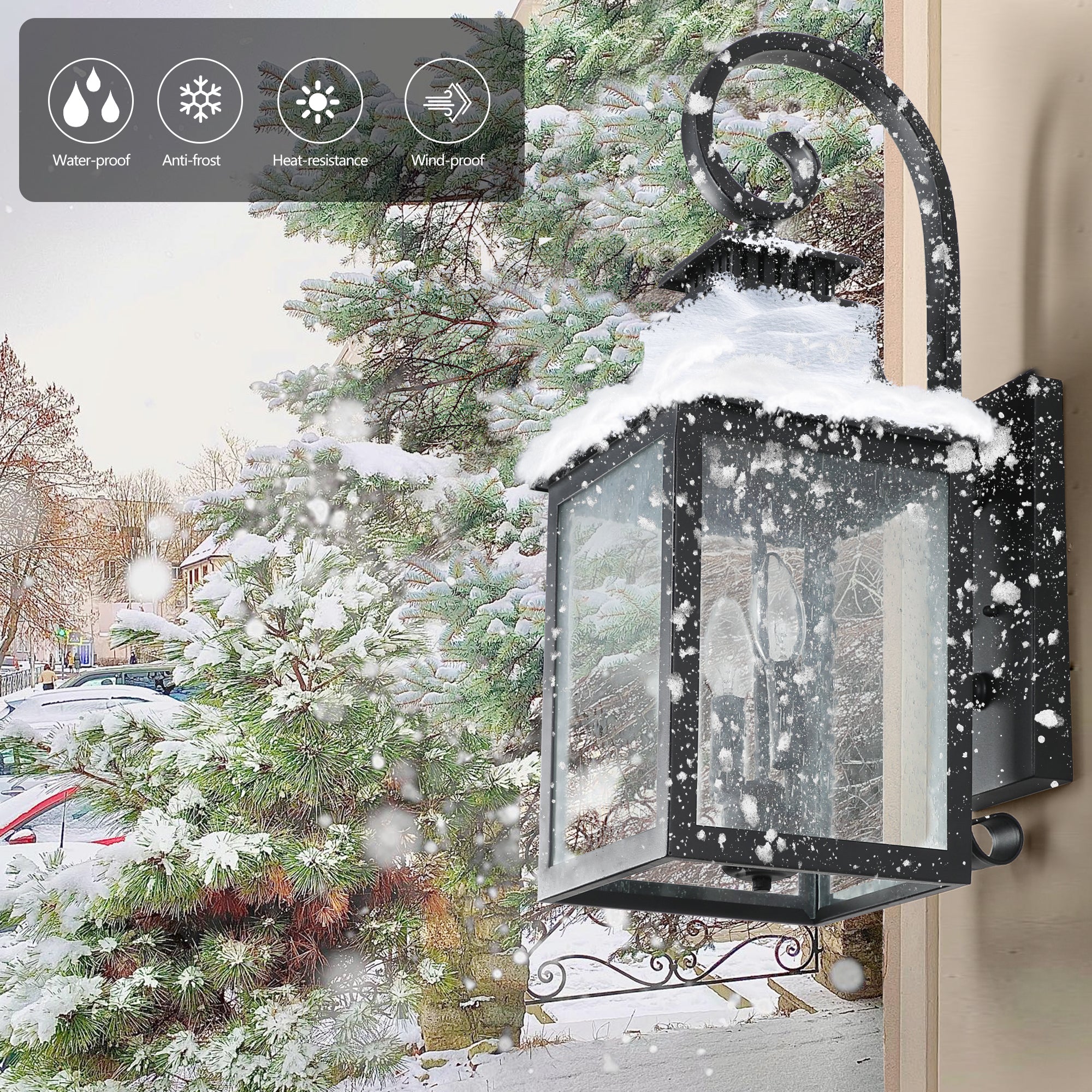 HAOYYE Large Outdoor Wall Lamps With Glass Supports multiple types of light bulbs 1 pack Sturdy Space-Saving Heavy Duty Modern Design Adults Dorm Room Easy Assembly Bedroom Furniture