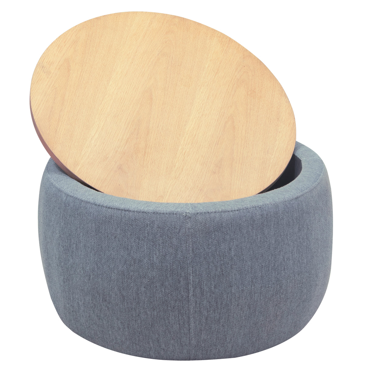 HAOYYE Round Storage Ottoman with 2-in-1 Function, Versatile End Table and Ottoman, Durable Dark Grey Upholstered Ottoman, Sturdy Space-Saving Modern Design, Easy Assembly, Stylish and Functional Home Furniture