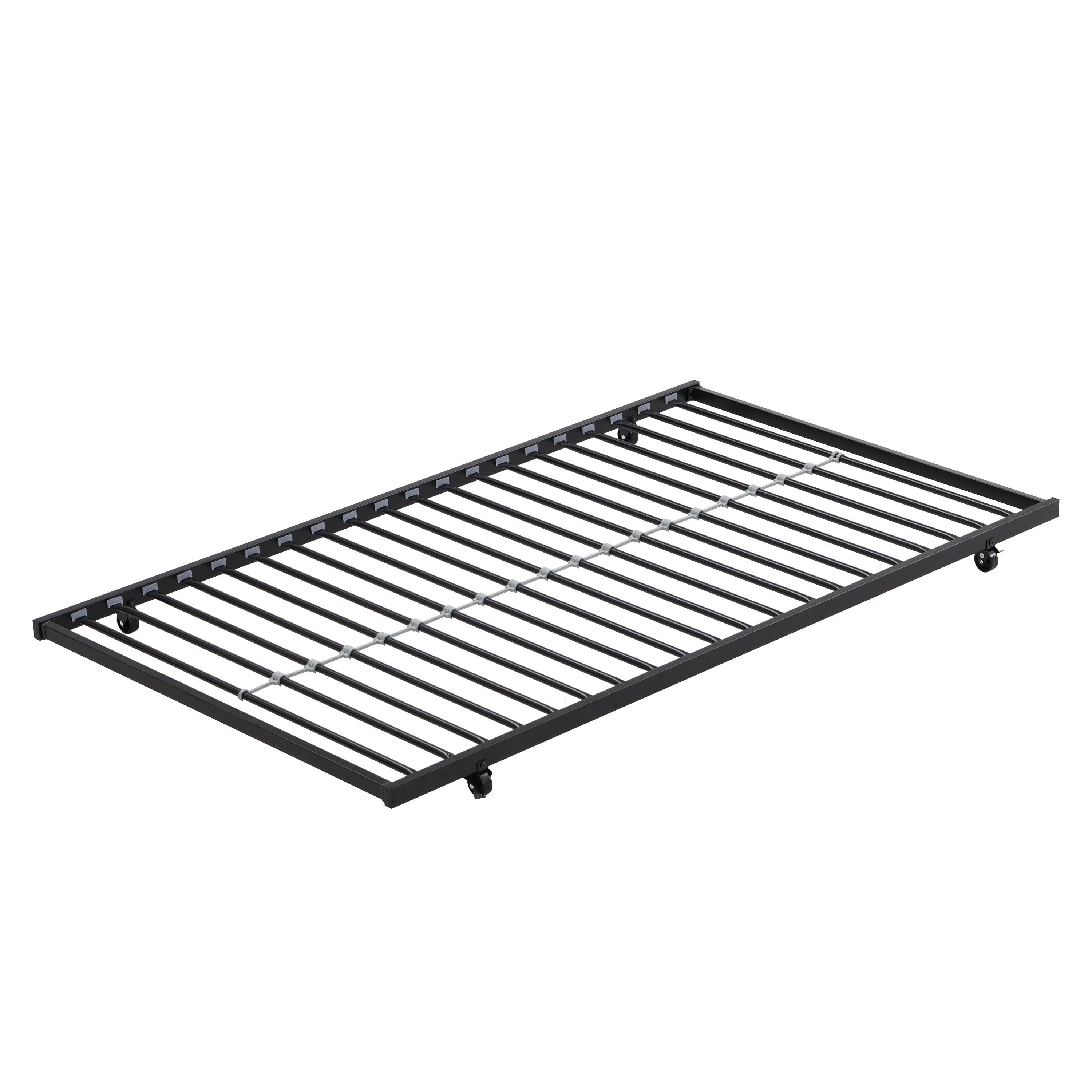 HAOYYE Over Twin Bunk Bed Frame with Trundle,Metal Bunkbed with Sturdy Guard Rail and 2 sideLadders for /Adults,Can be Divided Into Two Beds, No Box Spring Needed, Noise Free for Dorm,Black Space-Saving