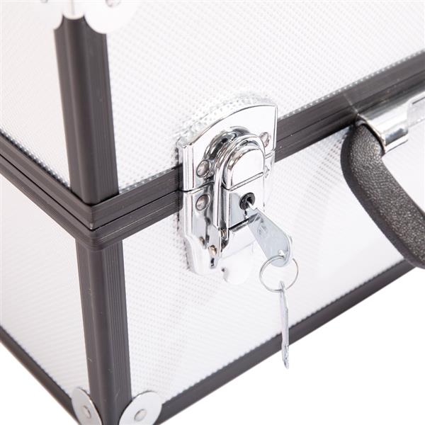 HAOYYE Aluminum Alloy Makeup Train Case Jewelry Box Organizer, Silver, Durable and Space-Saving Storage Solution with a Modern Design, Versatile for Everyday Use, Premium Quality and Stylish Appearance for Home Essentials