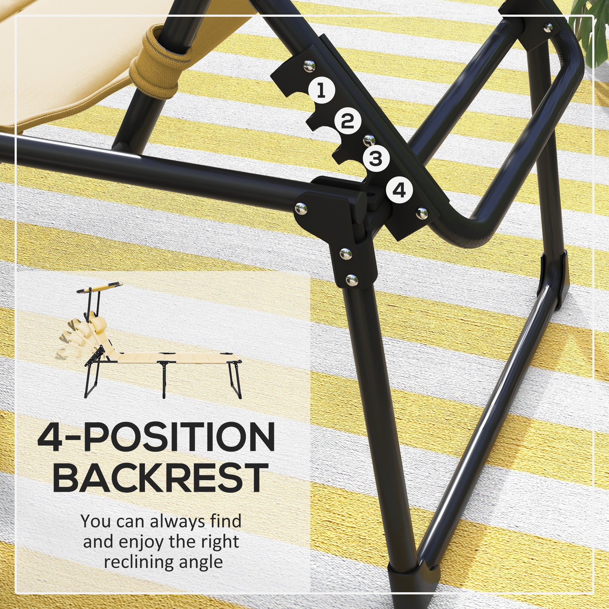 HAOYYE Folding Lounge Chair for Beach Patio and Outdoor Relaxation Portable Recliner Chair with Adjustable Backrest Lightweight and Space Saving Design for Travel and Camping
