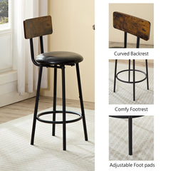 HAOYYE Three-piece round dining table, two-level small dining table with storage, bar table, two upholstered bar chairs with backrest, suitable for restaurants, cafes, bars. Sturdy Space-Saving Heavy Duty