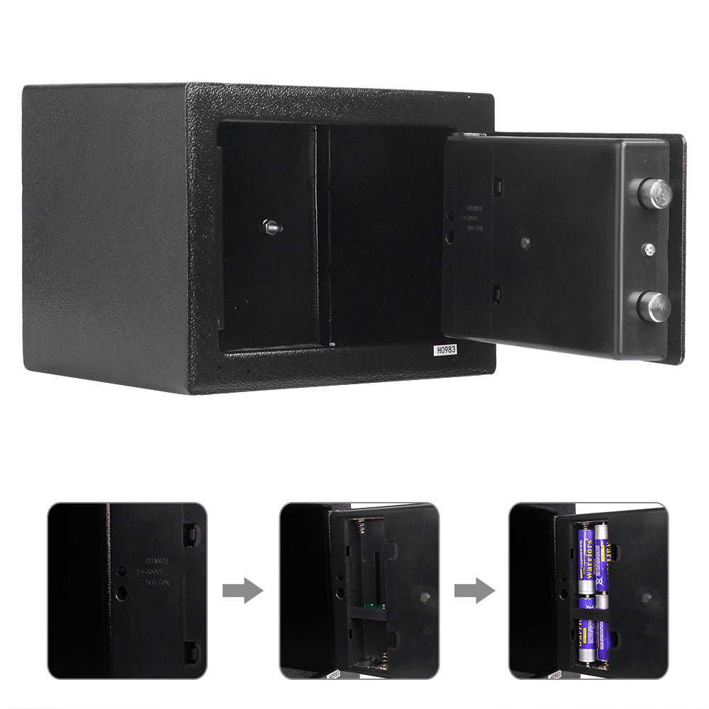 HAOYYE Mini Wall-In Style Electronic Code Steel Safe Box With Metal Construction Secure Lock Black Durable Compact Home And Office Security Case