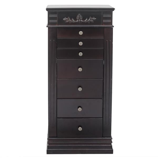 HAOYYE Jewelry Armoire with Mirror 8 Drawers 16 Necklace Hooks and 2 Side Swing Doors Freestanding Jewelry Cabinet with Ring Box
