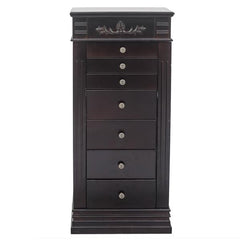 HAOYYE Jewelry Armoire with Mirror 8 Drawers 16 Necklace Hooks and 2 Side Swing Doors Freestanding Jewelry Cabinet with Ring Box