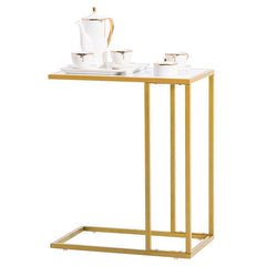 HAOYYE Marble Simple C-Side Table With Sleek Modern Design, Durable White Finish, Perfect For Living Room, Bedroom, Office, Or Small Spaces, Stylish And Functional Accent Table