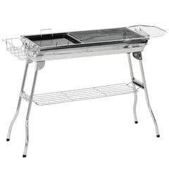 HAOYYE Stainless Steel Charcoal Grill Portable Folding BBQ Outdoor Hibachi with Grill Rack Pan Side Shelves Hooks for Camping Picnic Backyard Travel
