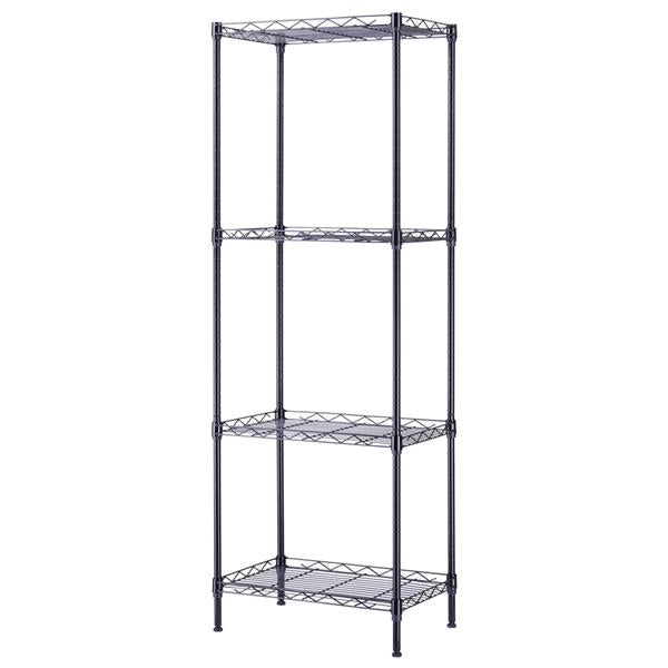 HAOYYE 4-Tier Wire Shelving Unit Metal Storage Rack Black Adjustable Organizer with Leveling Feet for Kitchen Bathroom Office