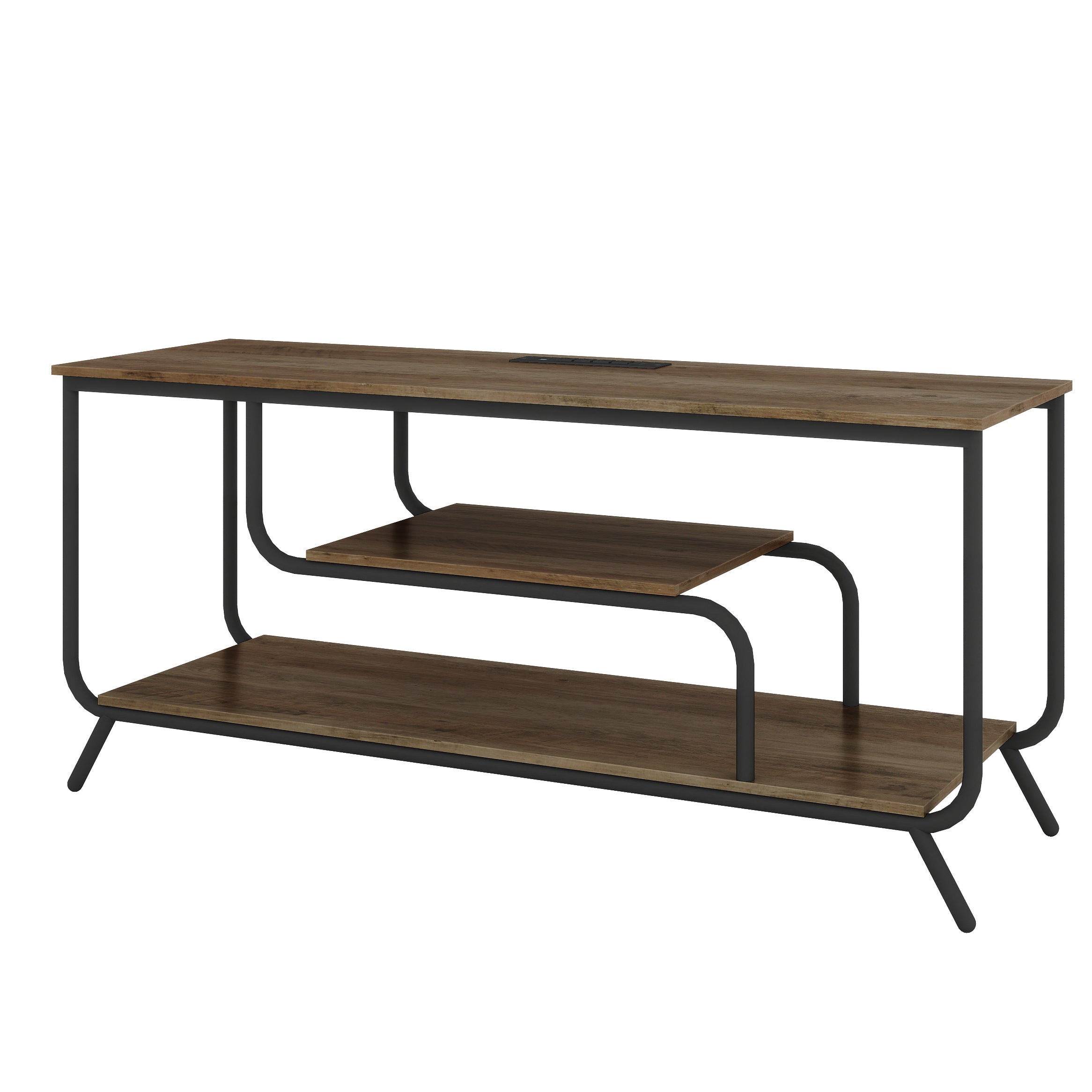 HAOYYE Modern TV Stand With Power Outlets And LED Lights, Entertainment Center With Shelves, TV Console Table For Living Room And Bedroom, Light Gray Sturdy Space-Saving Heavy Duty Design