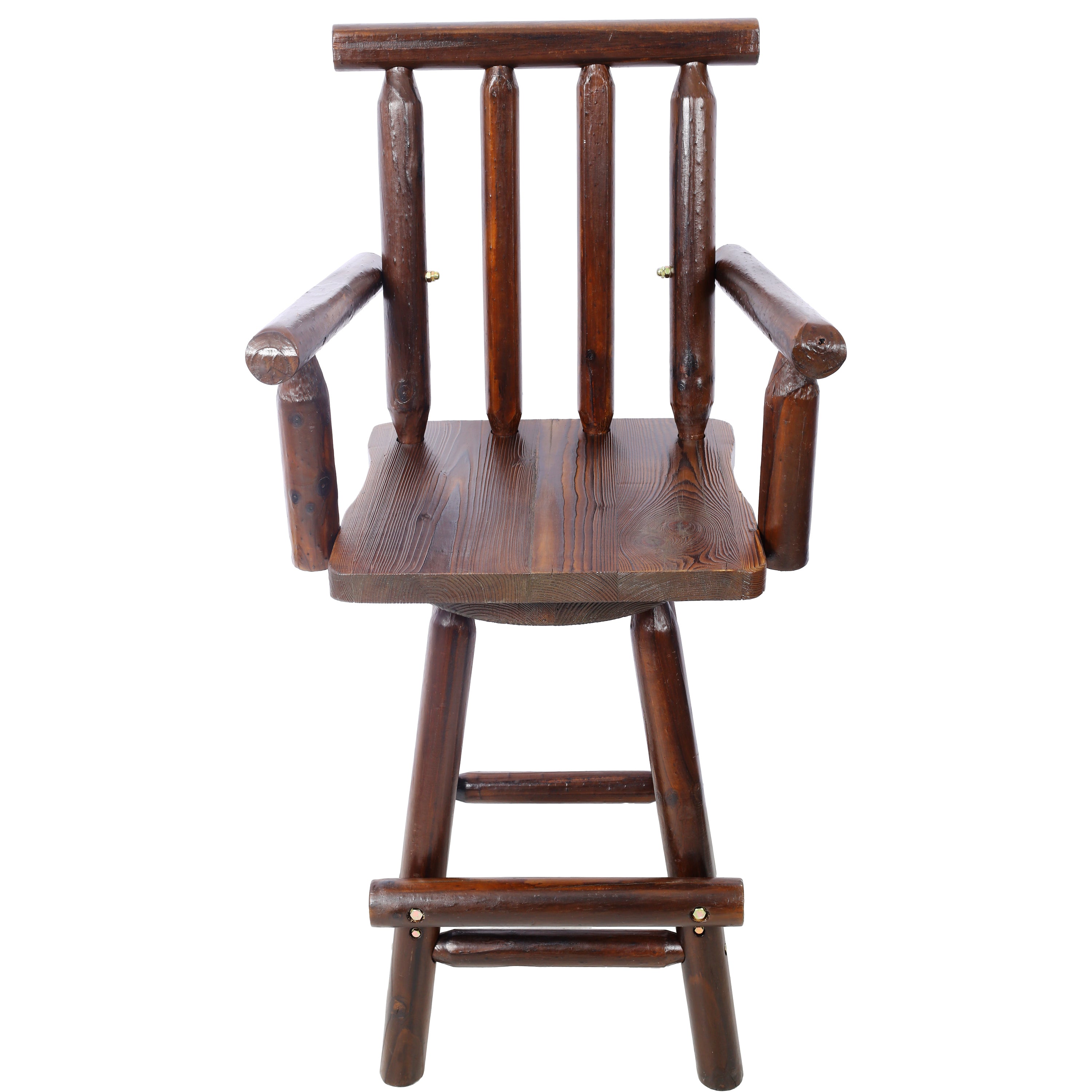 HAOYYE Rustic Bar Stool - Fir Wood Construction, Chair with Footrest,Wide Armrest, Rustic Kitchen Stool, Tall Bistro Chair for Dining Room, Restaurant, Pub, 4-Foot,brown color Sturdy Space-Saving Heavy Duty