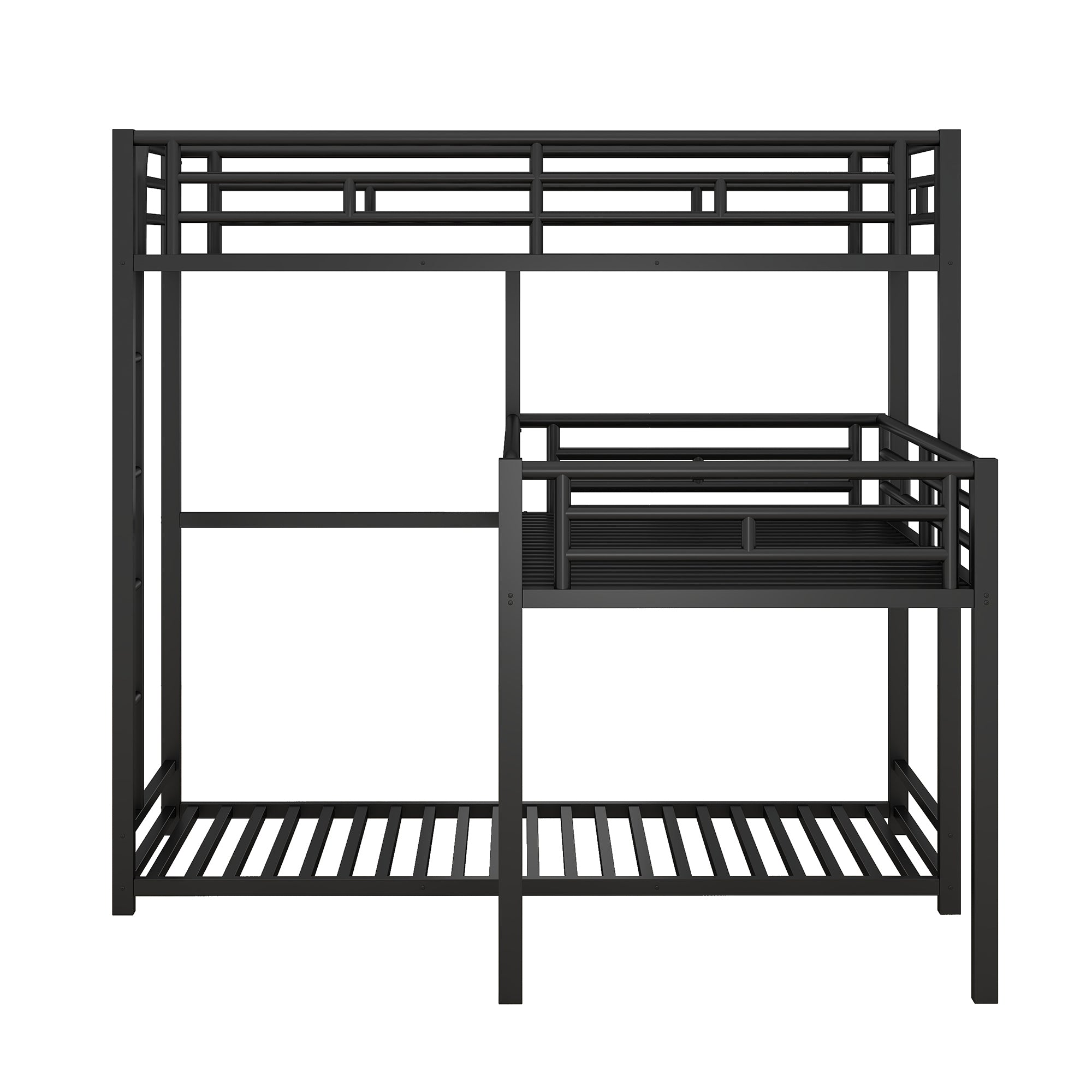 HAOYYE L-shaped Metal Triple Twin Size Bunk Bed, Black(OLD SKU:SM000605AAB) Sturdy Space-Saving Heavy Duty Modern Design Easy Assembly Durable Stylish Home Furniture Versatile