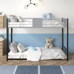 HAOYYE Metal Twin over Twin Bunk Bed with Vent Board/ Heavy-duty Sturdy Metal/ Noise Reduced/ Safety Guardrail/ CPC Certified Space-Saving Heavy Duty Modern Design Adults Dorm Room Easy Assembly