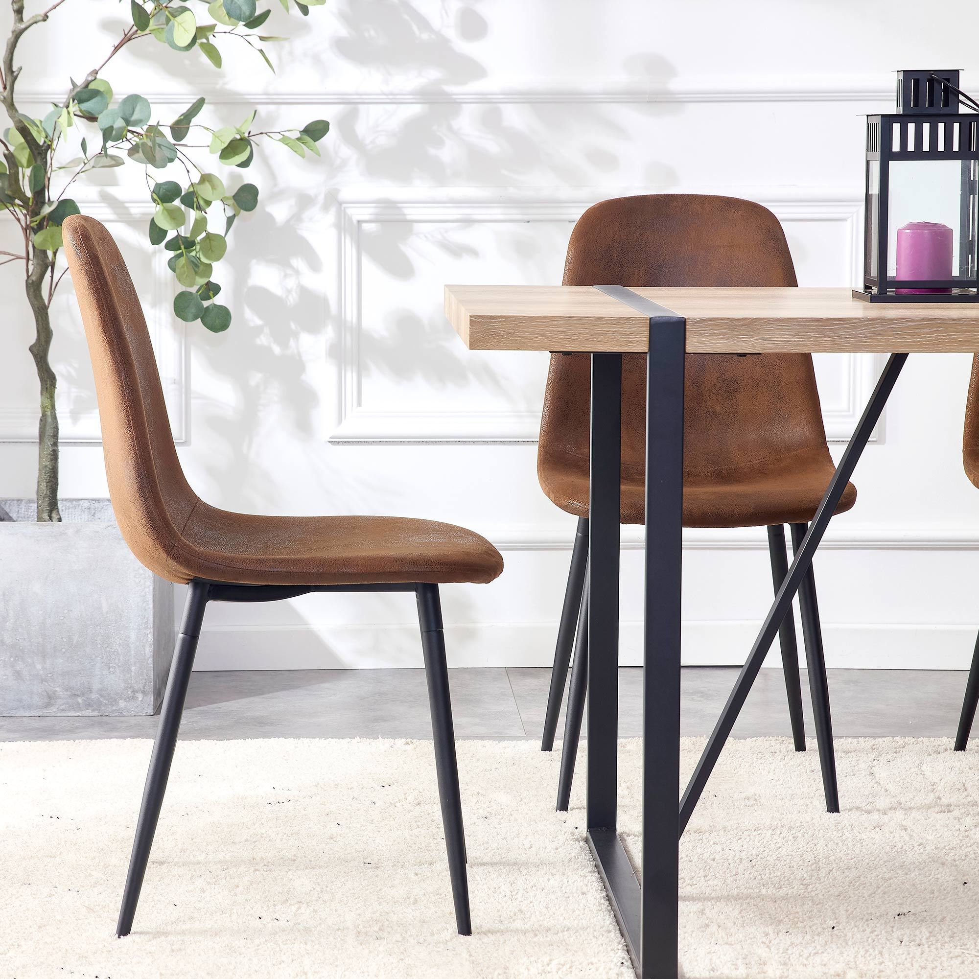 HAOYYEModern Mid-Century Style Restaurant Side Chairs with Cushioned Seats and Black Metal Legs, Comfortable for Kitchen, Dining Room, Lounge, and Farmhouse Use, Sturdy, Space-Saving, and Durable Design